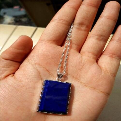 30x21x7mm Genuine Blue Natural Lapis Lazuli Pendant For Jewelry Making Fashion Necklace Charms Square Bead Pendant