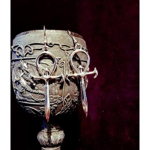 Vampire Cross Pendant Earrings Mysterious Gothic Dracula Command Vampire Symbol Egypt Gift Luciferia Witch Jewelry