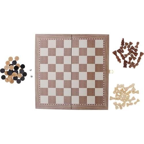 Portable International Chess / Checkers / Backgammon 3 in 1 Foldable Board