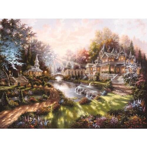 Early morning garden scenery Needlework,for embroidery,DIY 14CT Unprinted Cross stitch kits Cross-Stitching decor crafts