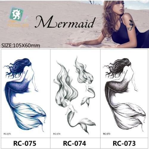 Rocooart RC073-75 Fashion Mermaid Design Waterproof Temporary Tattoo Stickers Fish Women Fake Tattoo Taty Tatuagem For Body Art
