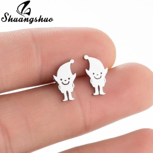 2021 New Fashion Angel Fairy Stud Earrings Little Elf Stainless Steel Earring for Women Girls Jewelry Party Accessories Gift