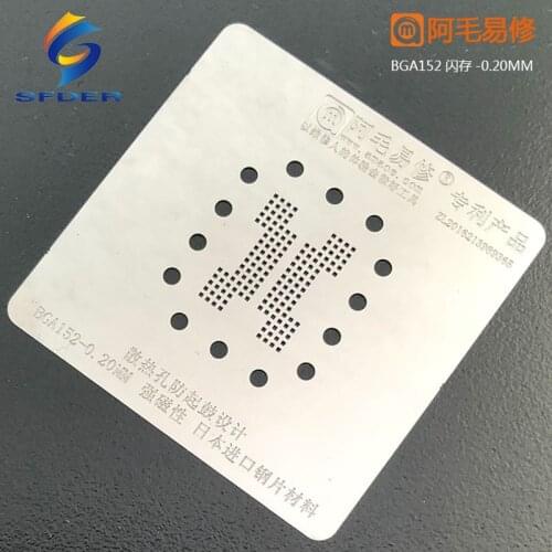 AMAOE BGA152 BGA Reballing Stencil For LCD DDR IC Chip Plant Tin Steel Mesh Heating Template Repair Tool 0.20MM