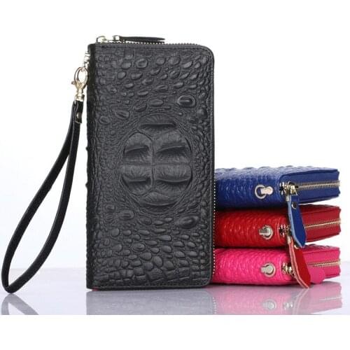 Women Alligator Leather Wallets Crocodile Purse Female Card Holder Luxury Money Dollar Bag Ladies Fashion Wristlet Long Wallet
