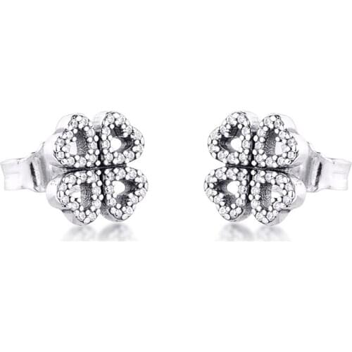 Petals of Love Stud Earrings 100% 925 Sterling Silver Fashion Jewelry For Women Free Shipping