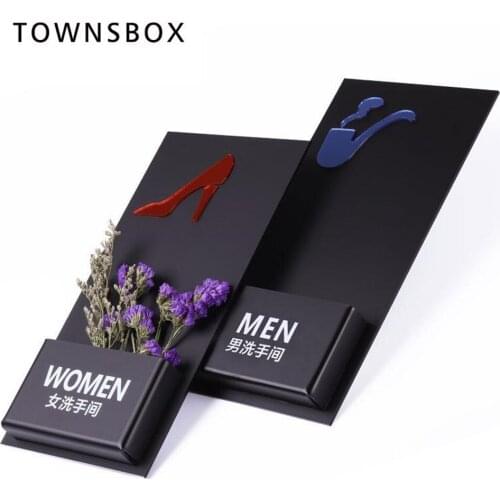 Door Creative Toilet Plate Bathroom Wc Wall Mounted Decoration Flower Holder Box Custom Acrylic Signage Plate Men Women Signs