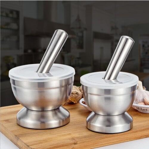 3PCS/Set Stainless Steel Mortar Pestle Set Garlic Spice Grinder Pharmacy Herbs Bowl Mill Grinder Crusher Kitchen Tools