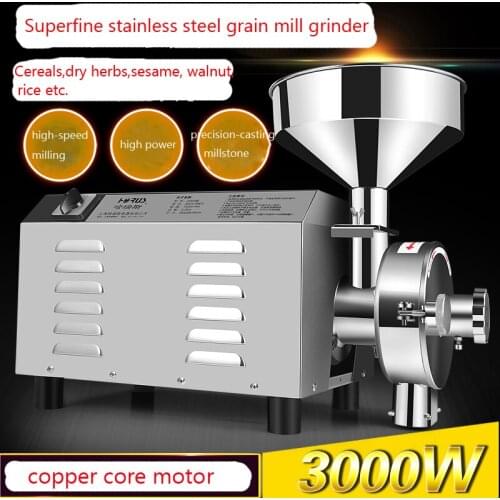 3000W Superfine Stainless Steel Grain Mill Grinder Commercial Herbal Medicine Pulverizer Dry Grinding Machine