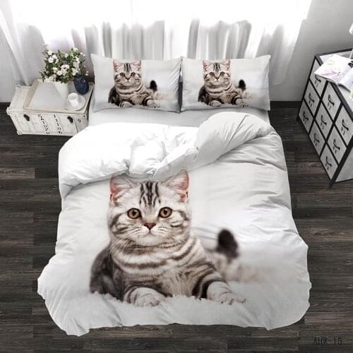 3D digital print cute kitten pattern bedding sheets quilt cover pillowcase realistic kitten pattern bedding set home textiles