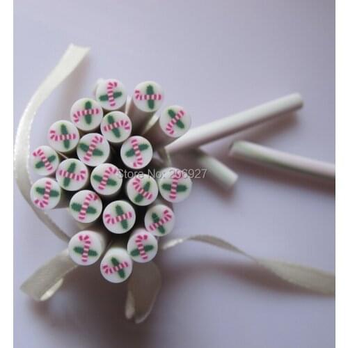 5pcs i-26 5mm Cute Christmas Cane Fancy Nail Art Polymer Clay Cane Nail Art Decoration