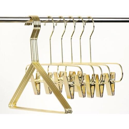 5 pcs Non-slip Seamless Long Hook And Bold Metal Triangle Hanger Pants Rack