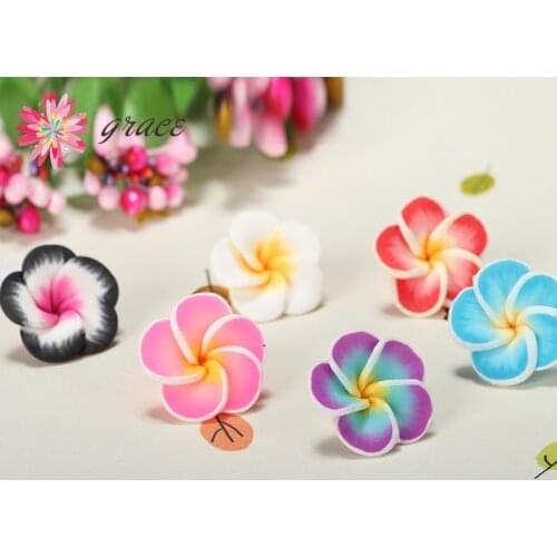 6pc/lots 20mm Cheap Polymer Clay Plumeria Flower Beads Making Bracelet Earring Hawaii Kawaii Jewelry Decoration Accessories