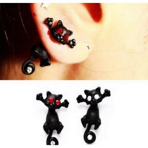 Ahmed Jewelry 2015 Newest Fashion Black Cute Cat Dr Earrings holder For Women Fine Earring