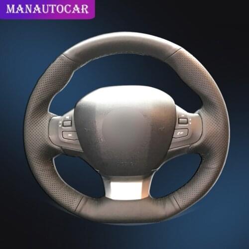 Car Braid On The Steering Wheel Cover for Peugeot 308 2016 2017 DIY Hand Stitched Interior Accessories Auto Braiding Car-styling