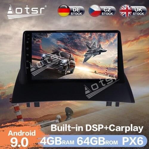 Aotsr Android 9.0 4+64GB Car Radio Player GPS Navigation DSP For Renault Megane 2 2002 + Car Video HD 10 inch Multimedia Player