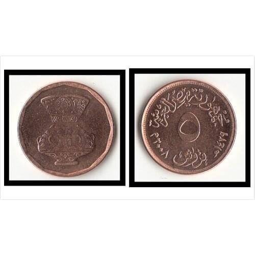 Egypt 5 Piast Coins Africa Original Coin Collectible Edition Real Rare Commemorative