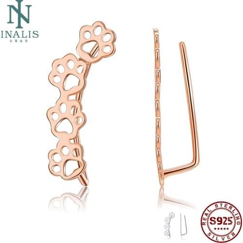 INALIS 925 Sterling Silver Claw Diameter Cat and Dog Footprint Stud Earrings For Women Lovely Hot Selling Fine Jewelry Gift