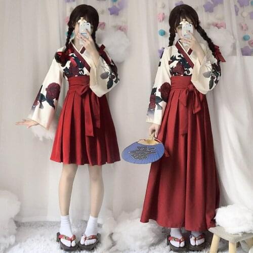 Japanese Style Printing Kimono Girl Sweet Lolita Dress Kawaii Lolita Halloween Lolita for Women tea party
