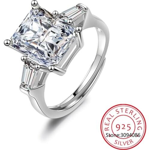 Fashion 3.0 CT Cushion Cut Solitaire Ring 925 Sterling Silver Engagement Shiny SONA Stone Wedding Silver Rings