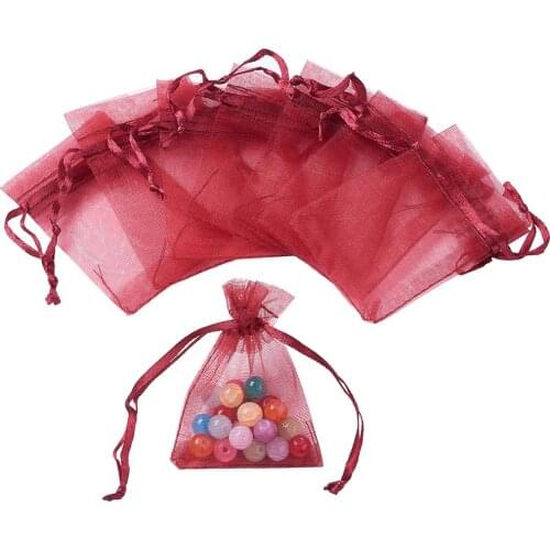 100pcs/lot 7x5cm(2.75"x1.96") 7 Color Organza Gift Bags Pouches for Christmas Valentine Festival Mothers Day Presents Packaging