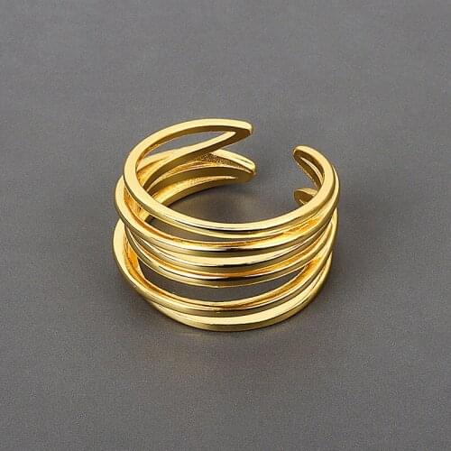 Fashion Simple Multi-Layer Thin Circle Irregular Ring Gold Silver Color Open Finger Rings Party Jewelry Gift For Women