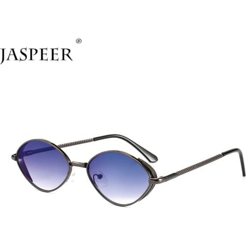 JASPEER Retro Small Oval Sunglasses Men Punk Sun Glasses Male UV400 Driving Goggle Shades Vintage Metal Eyewear