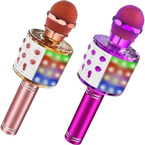 Portable Bluetooth Microphone with Light Integrated Variable Sound Capacitive Wireless Bluetooth Speaker Home HandheldMicrophone