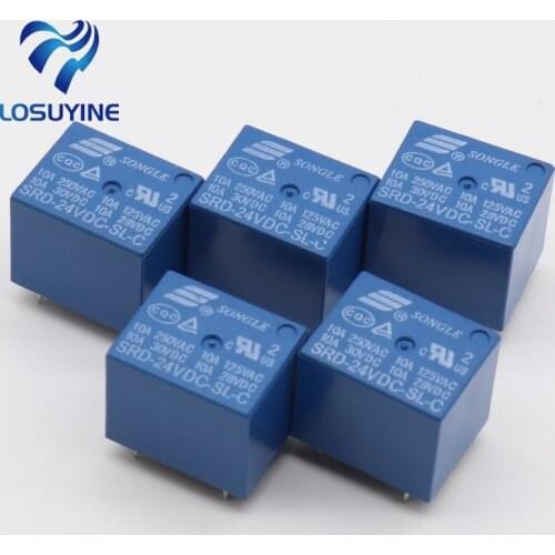 5pcs SRD-24VDC-SL-C 24VDC 10A 250 VAC Power relay PCB Type T73-24V 5 feet New and original Free shipping