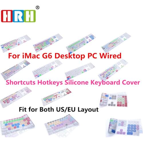 HRH Slim Shortcuts Hotkeys Silicone Keyboard Cover For Apple Keyboard With Numeric Keypad Wired USB for iMac G6 Desktop PC Wired