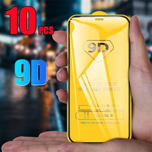 10pcs 9D Full Glue Coverage 9H Tempered Glass Guard Film Screen Protetcor For iPhone 12 Mini 11 Pro Max XS XR X 8 7 6 Plus SE
