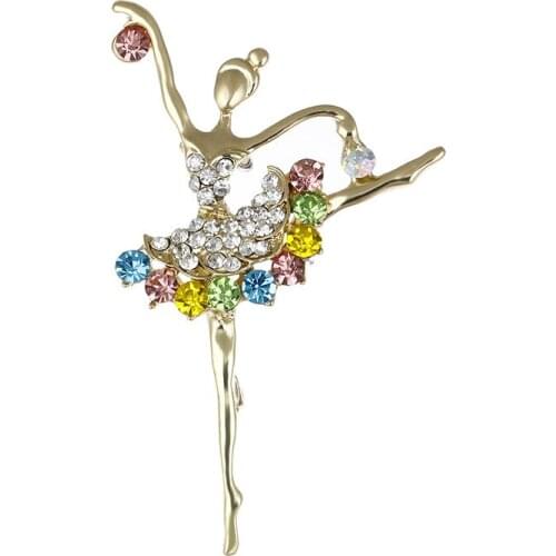 Women Cute Angel Pins Ballet Dancing Girl Brooch New Fashion Ballerina Full Crystal-Rhinestone Jewelry Wholesale