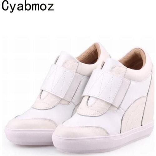 Cyabmoz Genuine leather Wedge Platform High heels Women Shoes Woman Zapatillas deportivas Zapatos mujer Ladies Height increasing