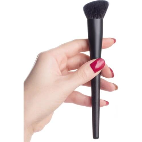 03 Professional Handmade Makeup Brushes Soft Saikoho Goat Hair Angled Contour Sculpting Brush Ebony Handle Make Up Brush