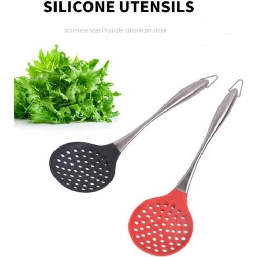 1pc 34*10cm Big Soup Spoon Long Handle Ladle Porridge Spoons Filter Oil Strainer Dinnerware Kitchen Food Colander Cooking Tools