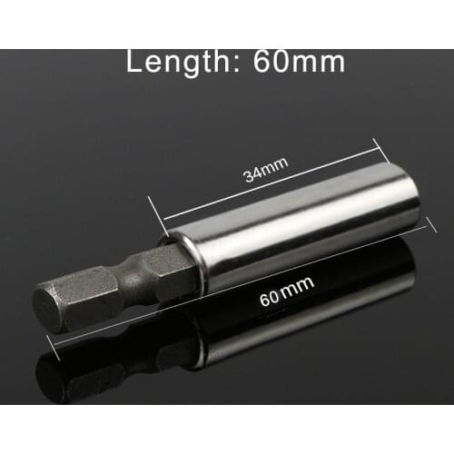 HOEN 1pcs 1/4" Hex Shank Holder Connection Rod Adapter Sleeve 60mm Hex Shank Quick Release Magnetic Screwdriver Extension Bit
