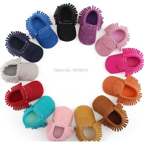DHL 100pair PU Suede Leather Newborn Brand Baby Shoes Bebes Suede Leather Baby Fringe Non-slip First Walkers