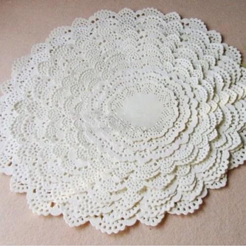 100Pcs White Round Lace Paper Doilies Cake Lace Paper Cake Placemat Craft Vintage Coasters Wedding Party Christmas Table Decor