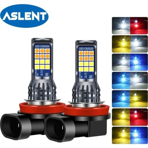 2Pcs Two Colors H8 H11 LED Bulbs Led 9005 9006 3030 24SMD Auto Front Fog Lamp Led Headlight Lamps Bulb H3 H4 H7 LED Fog Lights