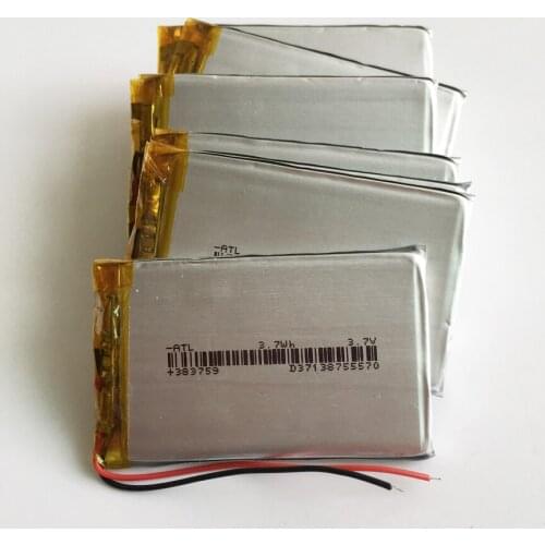 5 pcs 383759 3.7V 850mAh lipo polymer lithium Rechargeable battery for MP3 MP4 GPS DVD bluetooth recorder headset e-book camera