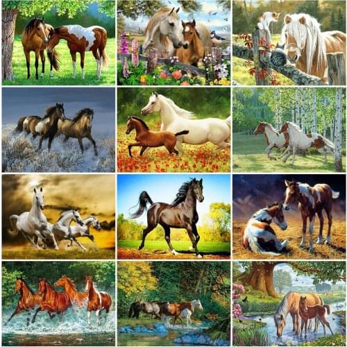 5D Diamond Mosaic Full Square/Round Drill Horse Bead Embroidery Diamond Painting Horse Cross Stitch Picture of Rhinestones