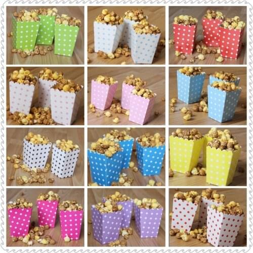 6pcs/bag Colorful Mini Dot Popcorn Box Party Supplies Gift Box Party Favor Candy For Kid Baby Shower Wedding Party Decoration