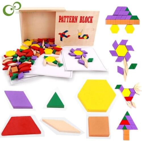 60Pcs DIY Wooden jigsaw Toys classic assembling block combination toy childrens puzzle with wooden box Kids Children Gifts YJN