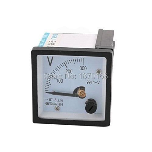 99T1 AC 300V Fine Tuning Dial Panel Analog Voltage Meter Voltmeter White Black 48*48mm