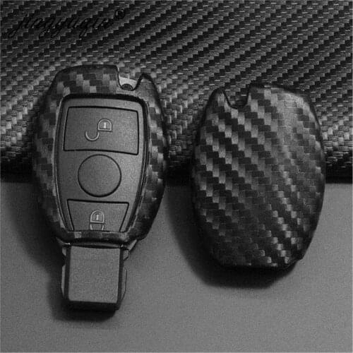 Carbon Fiber Car Remote Key Case Cover Shell Fob For Benz BGA AMG W203 W210 W211 W124 W202 W204 W205 W212 W176 Chrome Key