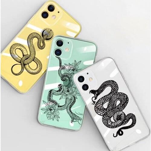 Snake Simple Soft transparent Phone Case For iPhone 11 12 Pro Max Mini X XR XS Max for iphone SE 2020 6S 7 8 plus Cover Shell