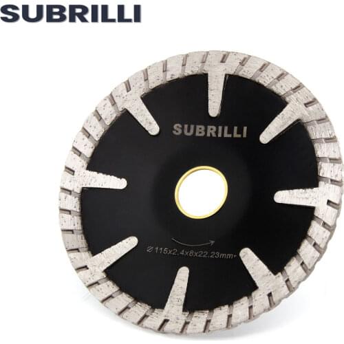 SUBRILLI 4.5” Diamond Concave Cured Saw Blade Turbo Protection Teeth Circle Shape Cutting Disc For Concrete Stone Sink Saw Blade