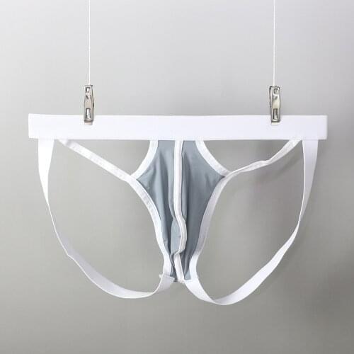 Men Ice Silk Low Waist Underpants Bulge Pouch Knickers Thong Lingerie Underwear Nylon Ice Silk Low Waist Underpants