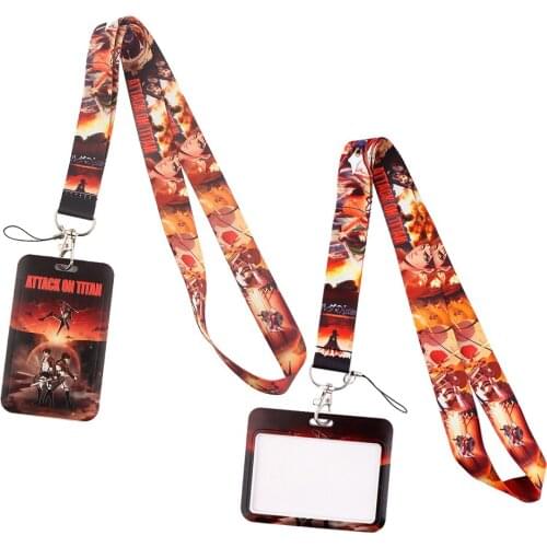 ER755 Anime Attacking Giant Lanyard Card ID Holder Car KeyChain ID Card Pass Gym Mobile Phone Badge Kids Key Ring Holder Jewelry