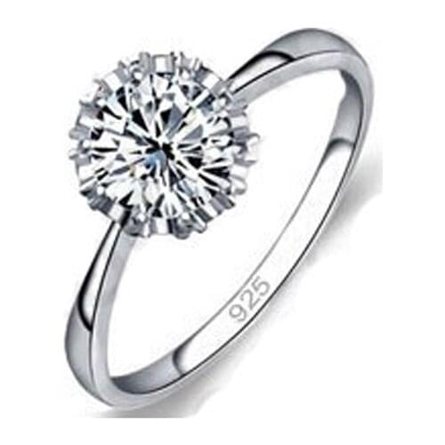 High Quality 925 Sterling Silver Jewelry Classic Engagement Ring 4 Size AAA CZ Crystal Ring Jewelry Free Shipping