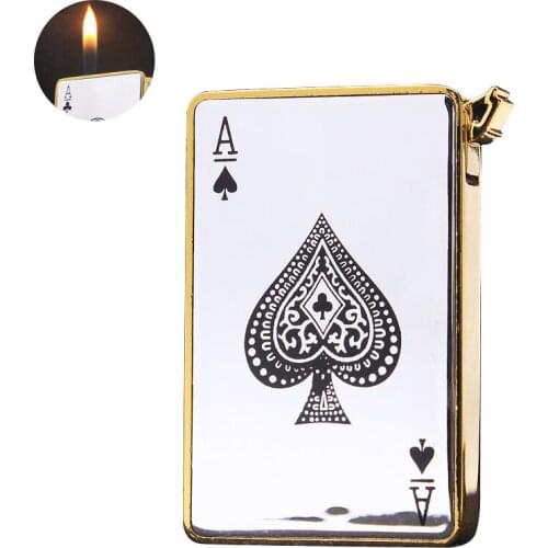 Black Jack Creative Jet Torch Turbo Gas Lighter Texas Counterfeit Playing Cards Butane Windproof Metal With LED Lighter
